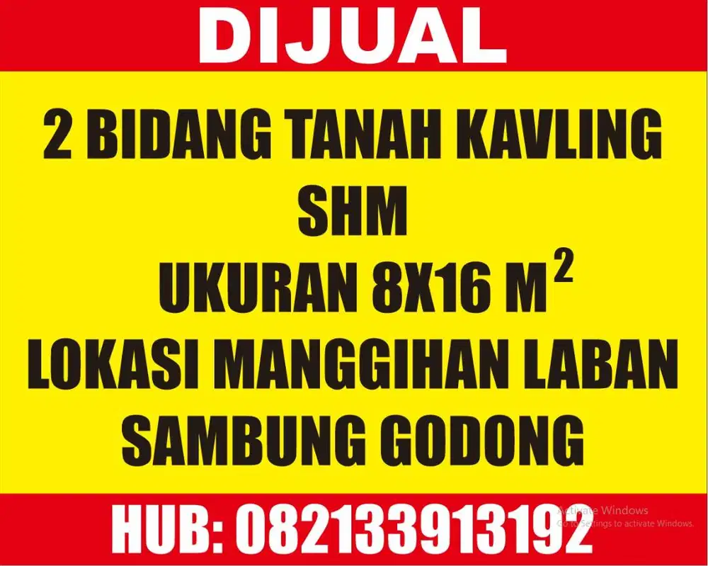 Dijual tanah 2 kapling sertipikat hak milik