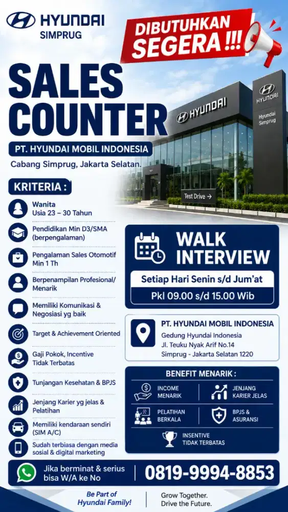 LOWONGAN SALES COUNTER