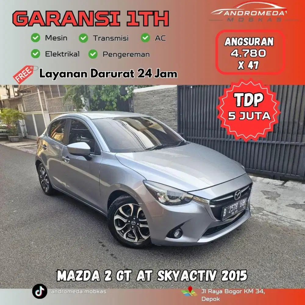 TDP TERMURAH 5 JT MAZDA 2 GT SKYACTIV AT 2015 KONDISI ISTIMEWA