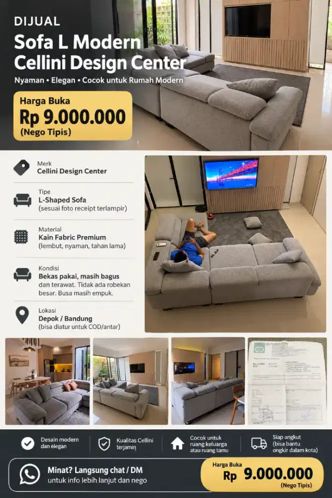 Jual Sofa L Cellini
