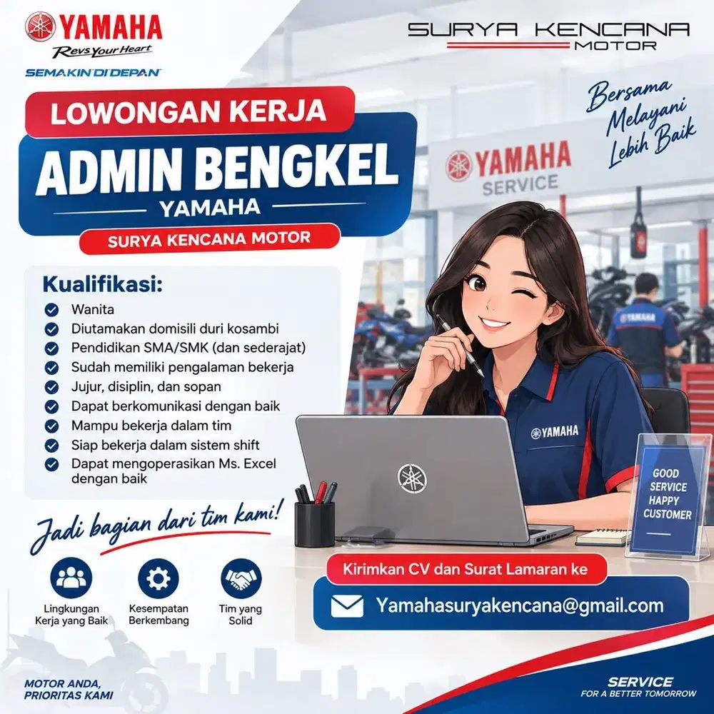 Lowongan admin bengkel yamaha