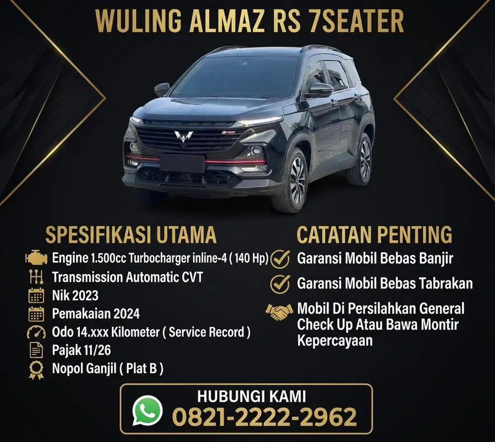 WULING ALMAZ RS 7 Seater 2024 / LOW KM / Super Condition