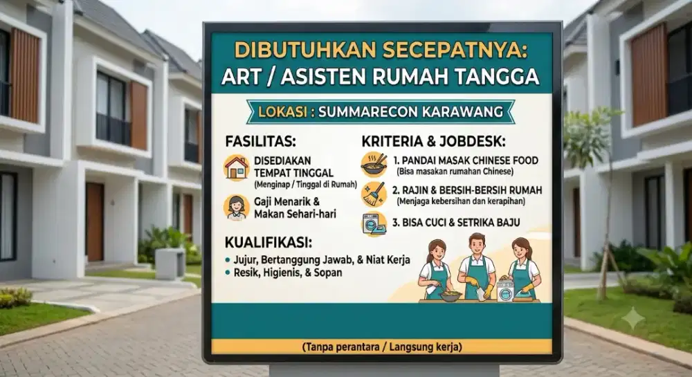 Dibutuhkan asisten rumah tangga