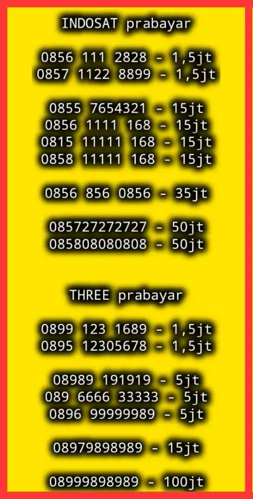 NOMOR CANTIK INDOSAT PRABAYAR