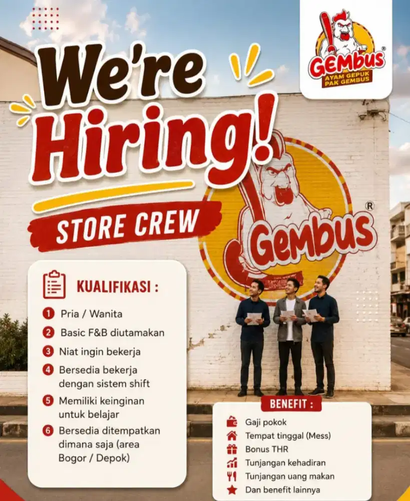 Di butuhkan segera karyawan untuk ayam pak gembus