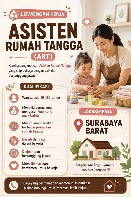 Loker ART dan jaga anak usia 5th