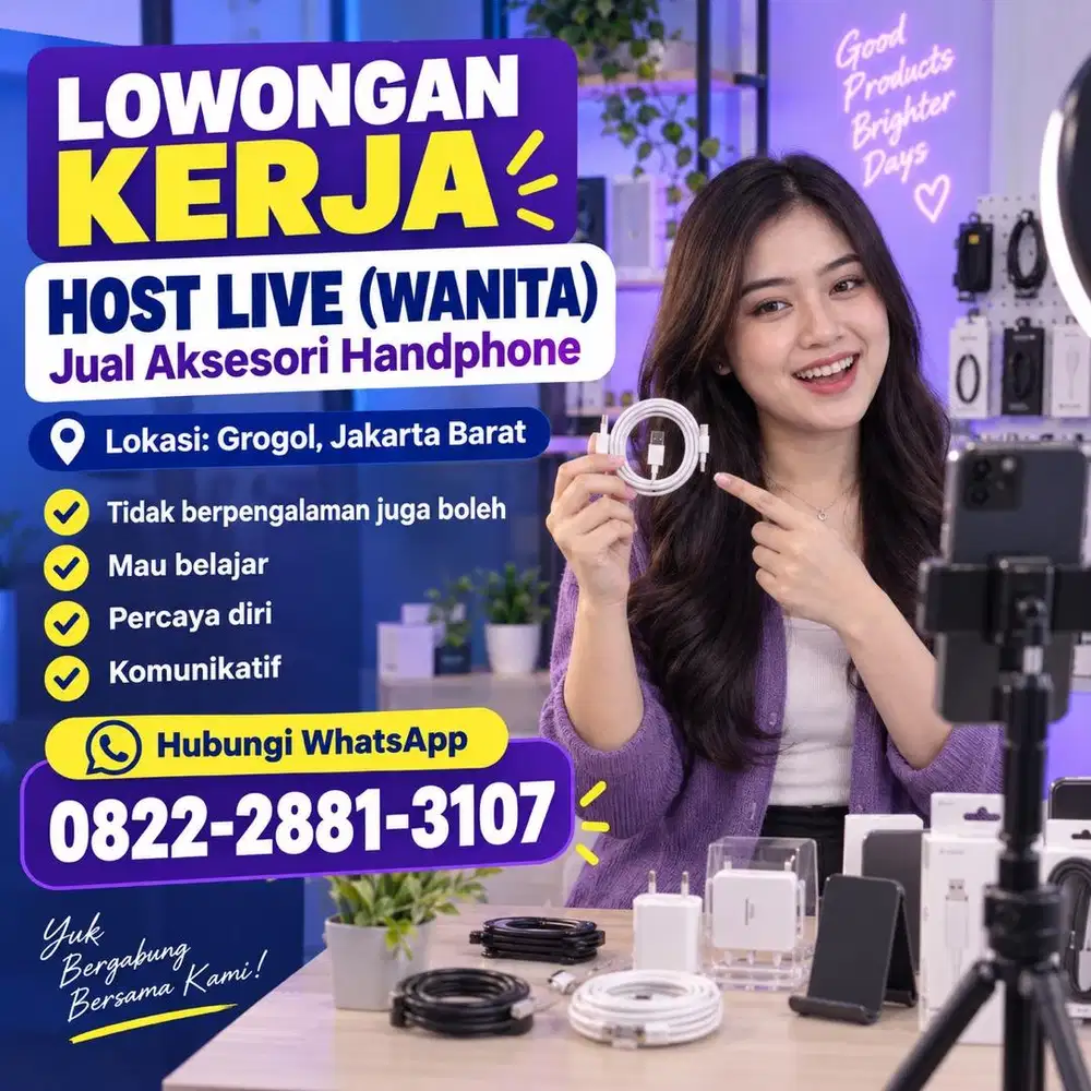 Lowongan Kerja Host Live Jualan Khusus Wanita