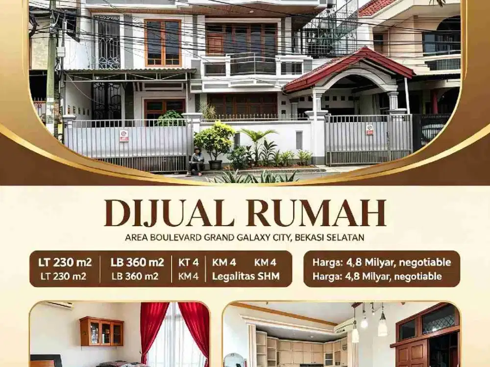 Dijual Rumah Terawat harga bagus area Boulevard Galaxy Strategis bisa utk Usaha Bekasi Selatan