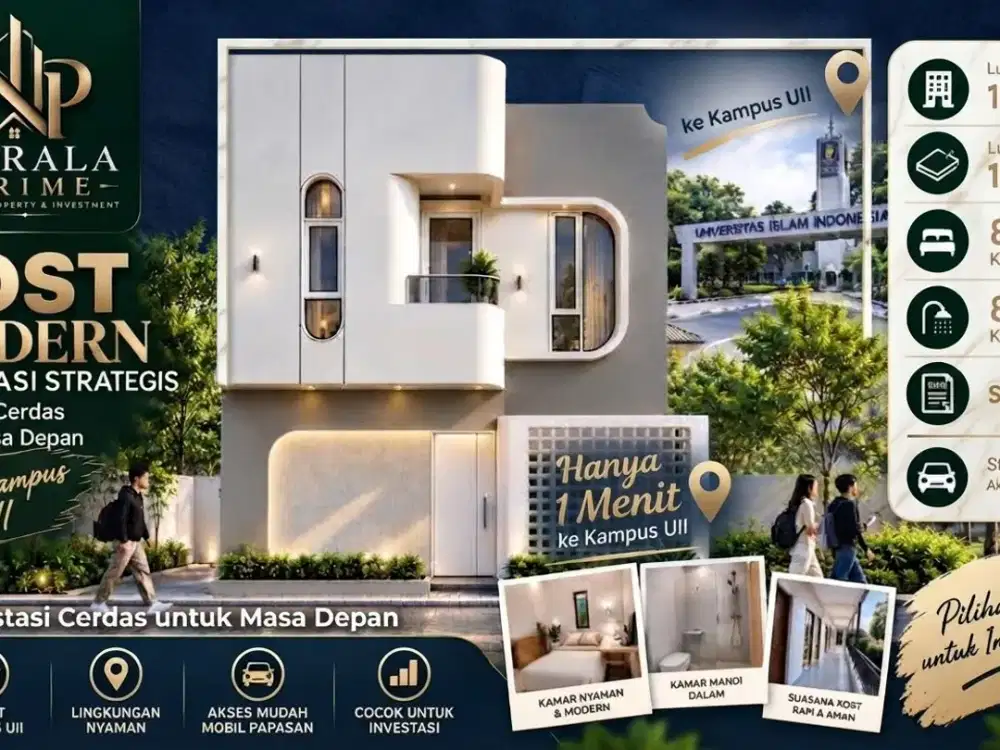 Jual Kost Yogyakarta 2 Lantai SHM Jl Kaliurang Dekat Kampus UII
