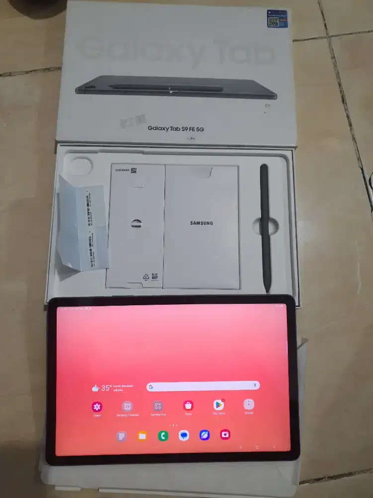 Samsung tab s9 FE 5G 6/128 garansi sein mulus fullsett siap pakai