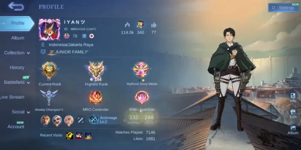 Jual akun mobile legends