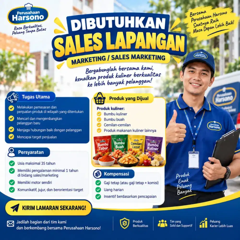 Loker Sales Marketing Produksi Omset Lapangan Gaji Ok