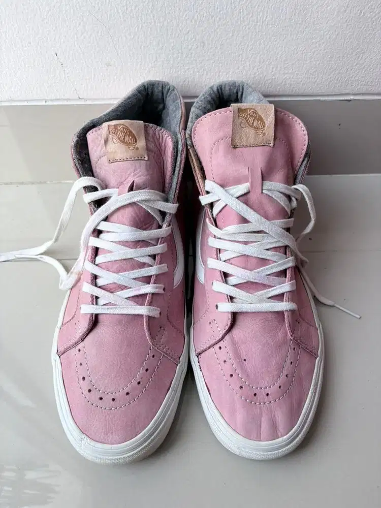 Vans Sk8-Hi leather (kulit), Men Pink muda original Authentic