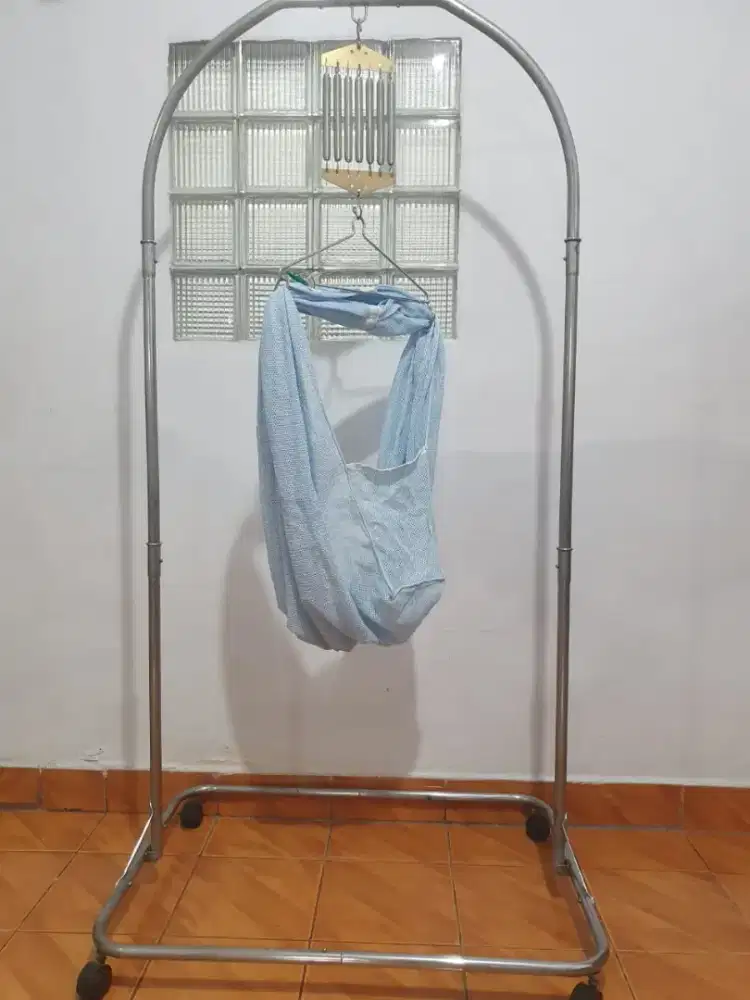 Ayunan anak per + stand roda stainless