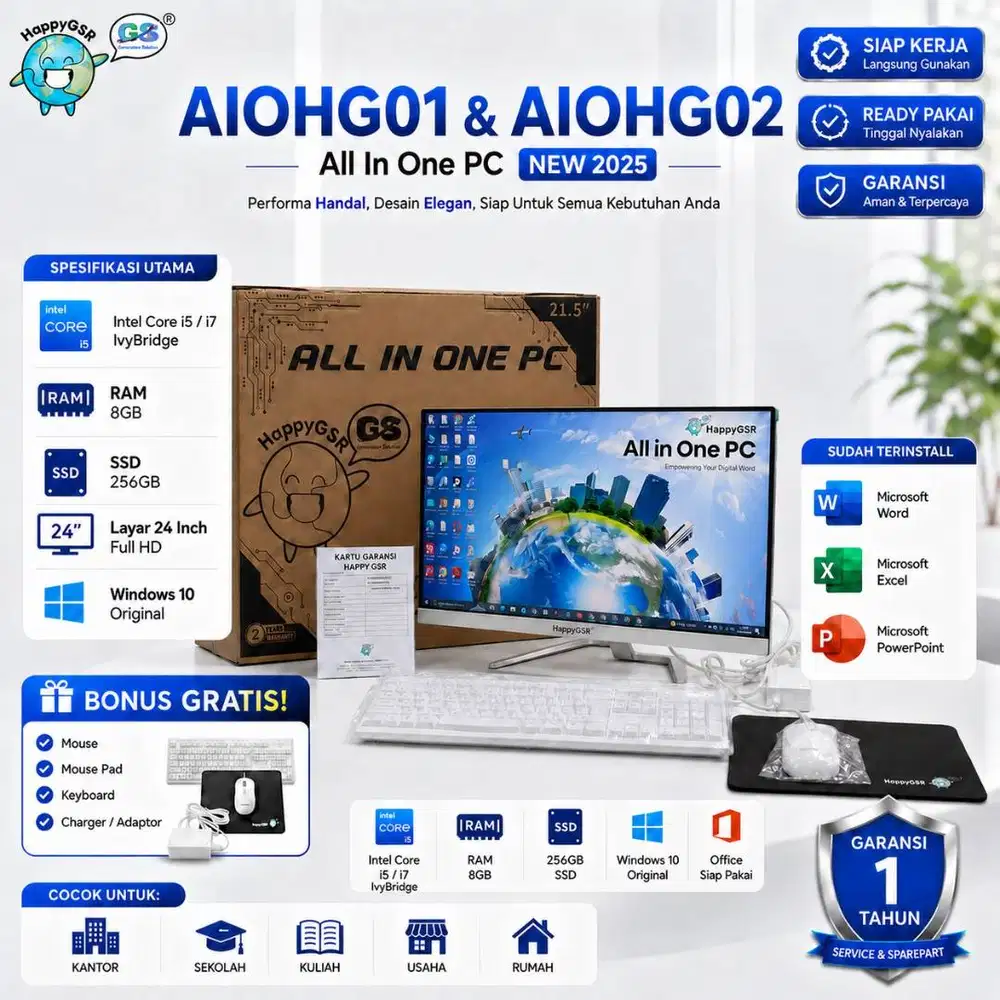 PC ALL IN ONE i5/i7 | RAM 8GB | SSD 256GB | GARANSI 1 TAHUN