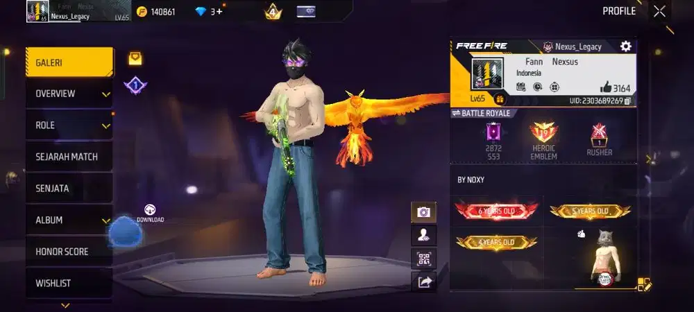 Akun free fire termurah se Indonesia 65k