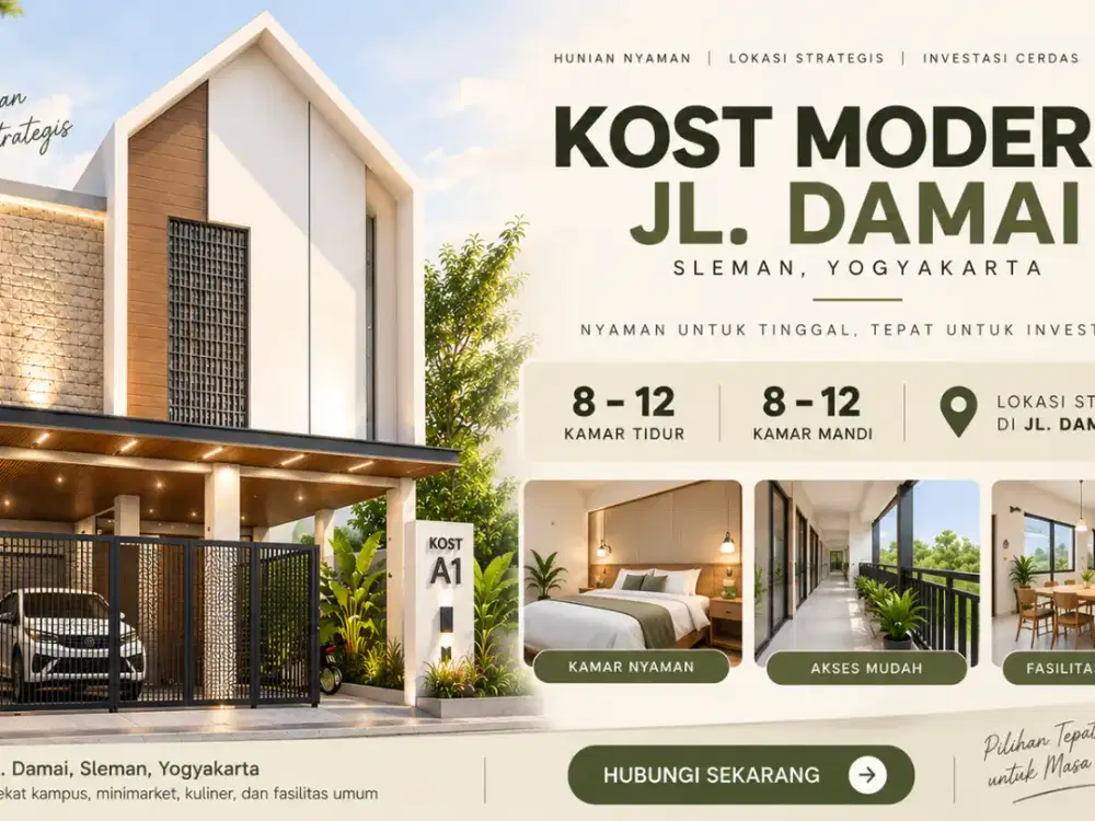 Dijual Kost Strategis di Jogja Akses Lebar Jl Damai SHM Ready