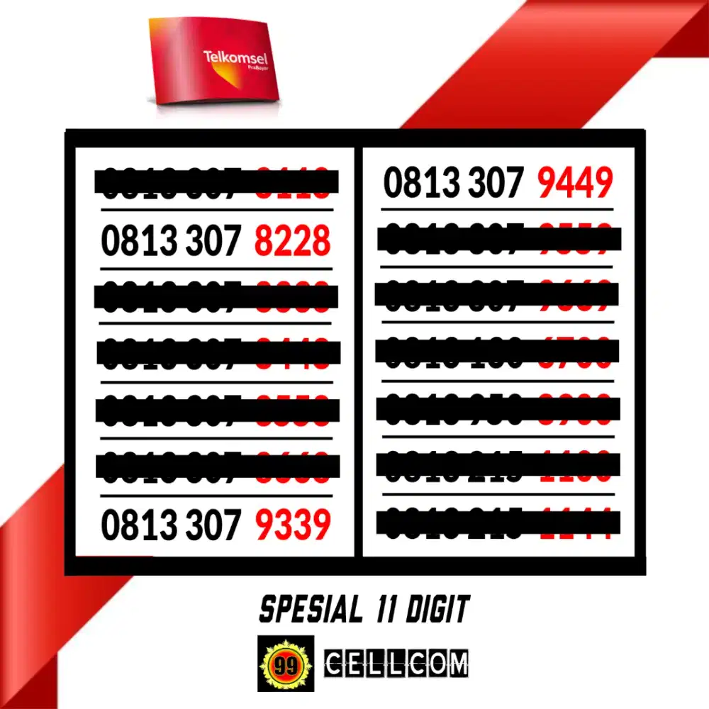 Nomor Cantik Telkomsel Limited 11 Digit Reguler Prabayar Isi ulang