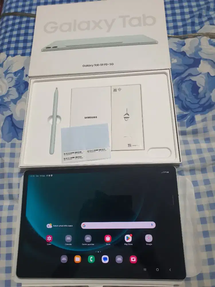 Galaxy tab s9 FE+ 5G 12/256 garansi ex sein fullsett mulus siap pakai