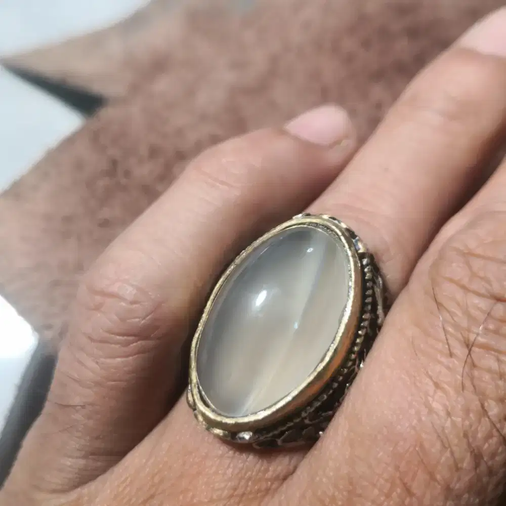 Cincin batu anggur lis ring tembaga size8