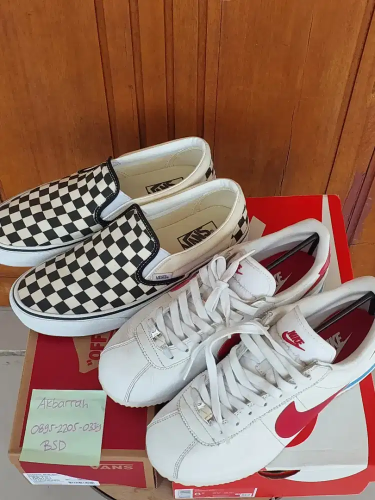 Dijual Sepatu Nike Cortez Vans Slipon Checkerboard Original Size 41