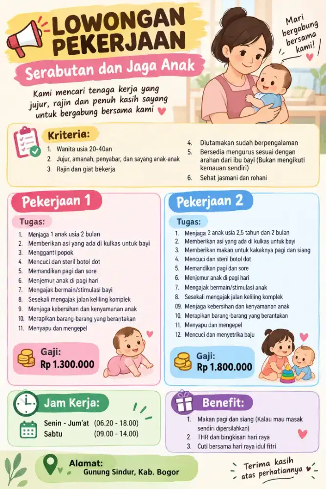 Lowongan Jaga Anak dan Serabutan