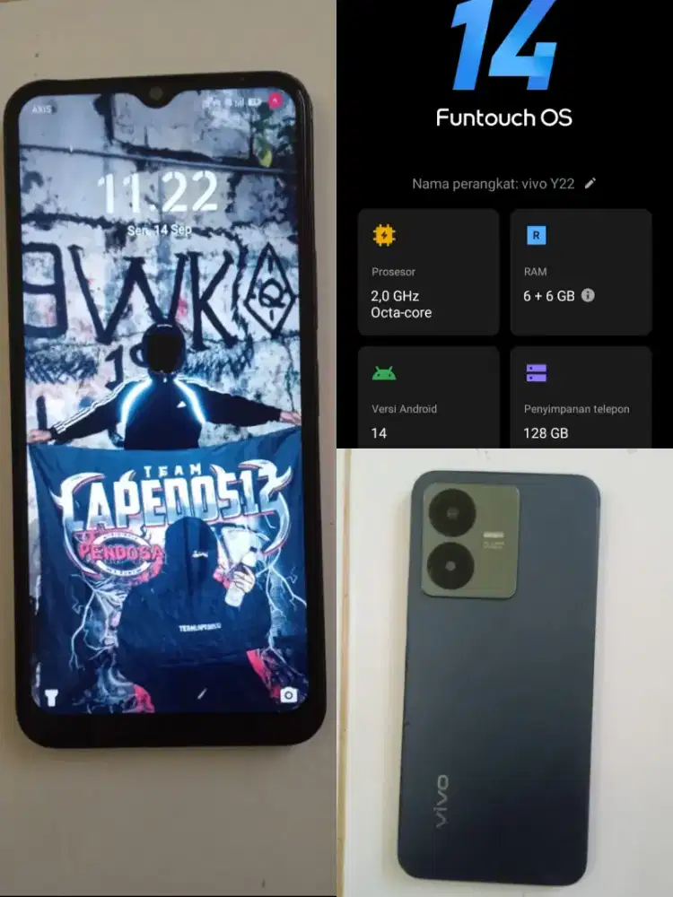VIVO Y22 RAM 6+6 INTER 128GB
