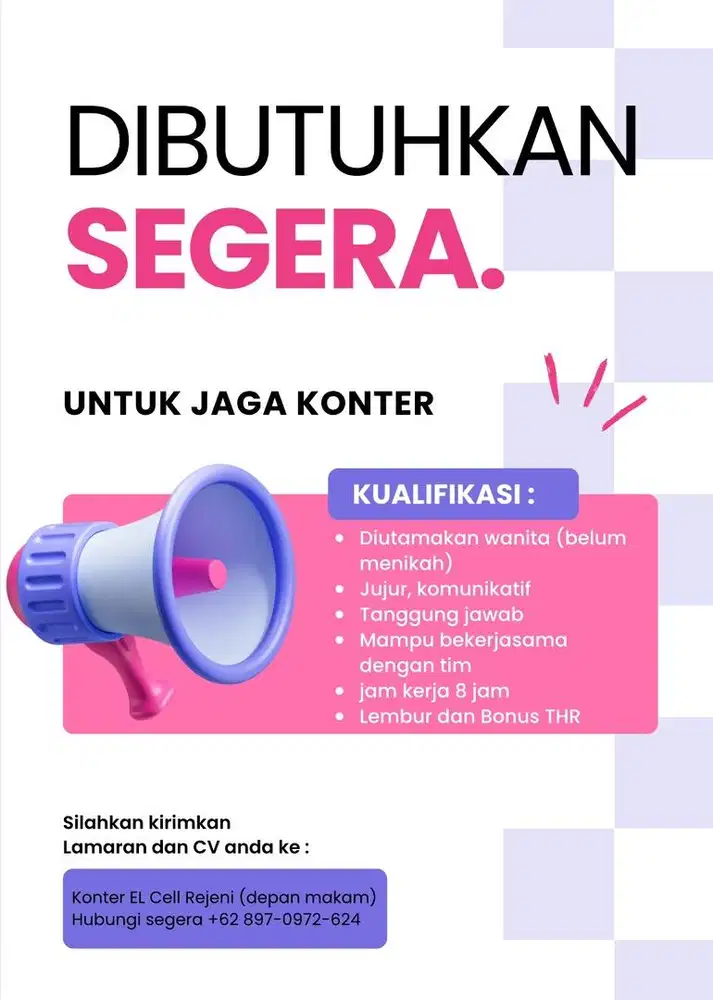 LOKER JAGA KONTER PULSA
