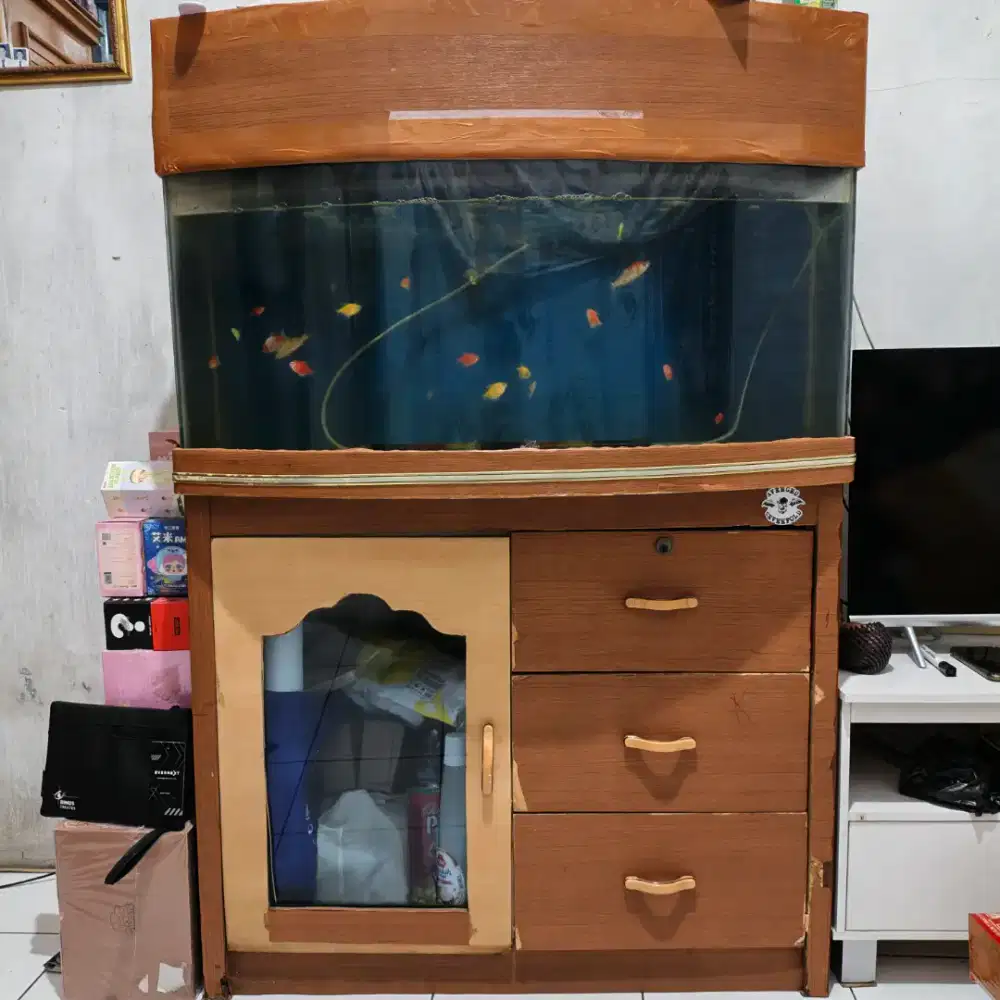 Aquarium ikan + lemari aquarium