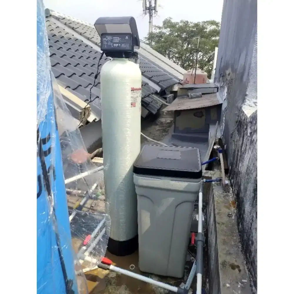 Paket Filter Air Otomatis softenr Untuk Zat Kapur+Brine Tank+Instalasi