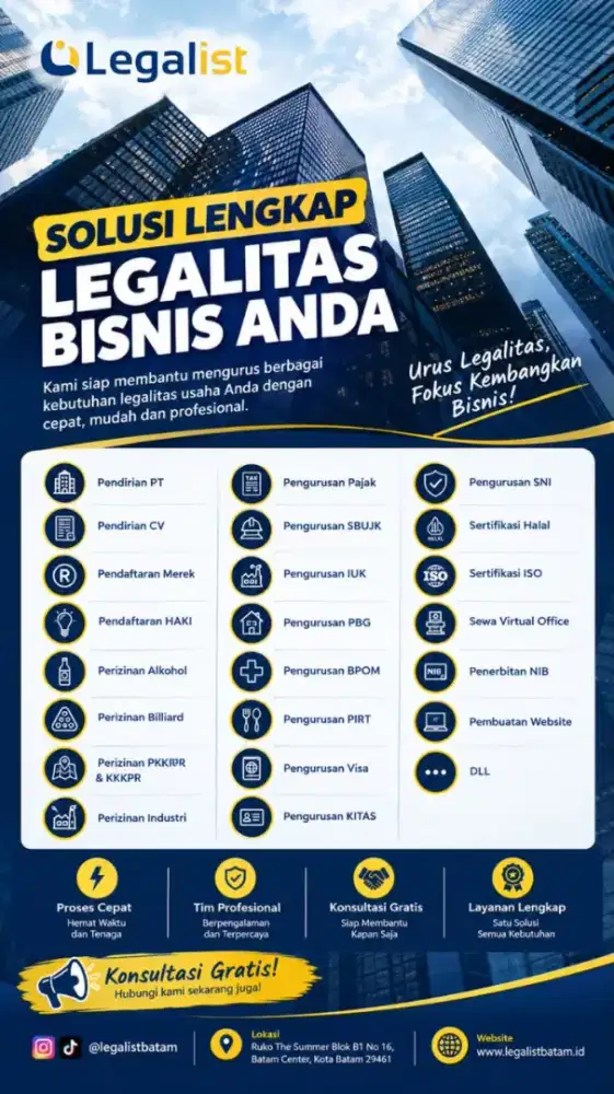 Pendirian pt pma cv firma yayasan koperasi rups pajak bpom merek halal