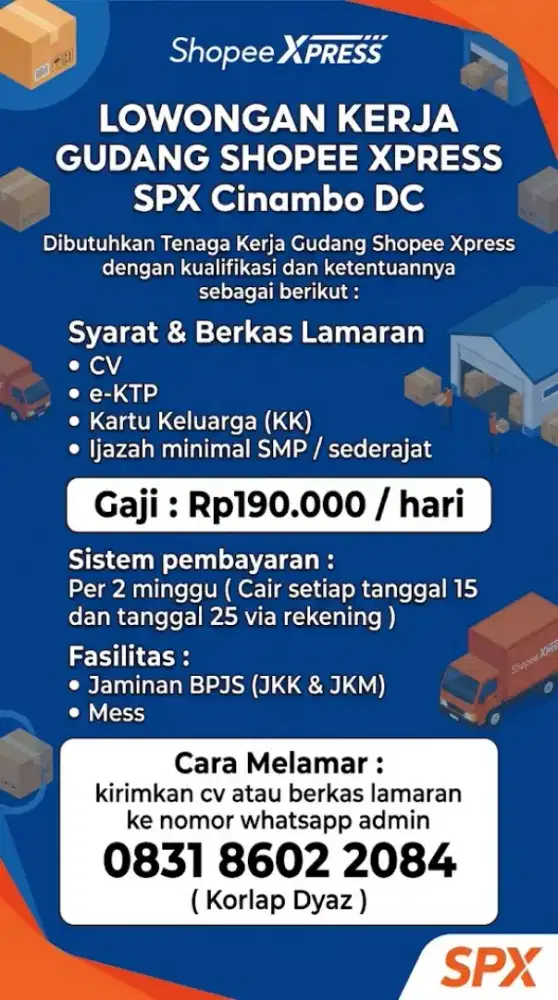 Lowongan Kerja Gudang Shopee Cinambo