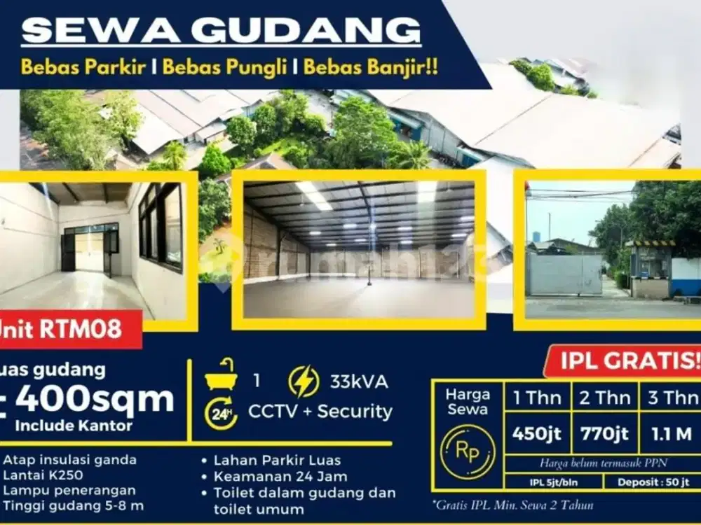 Gudang Luas 400 M² Di Jalan Raya Imam Bonjol