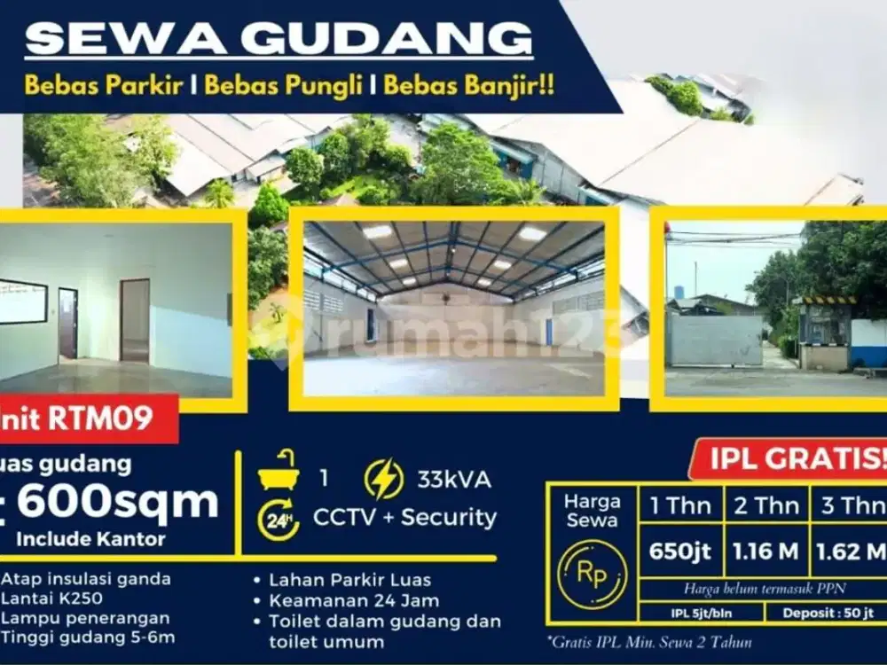 Gudang Luas 600 M² Di Jalan Raya Imam Bonjol