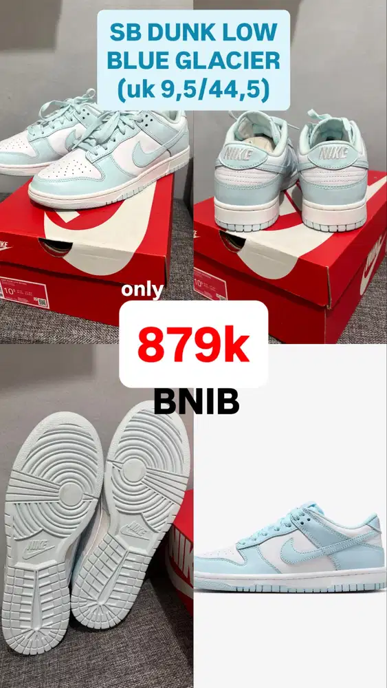 DIJUAL SEPATU NIKE SB DUNK BIRU GLACIER BLUE BARU SIZE 9,5/44,5