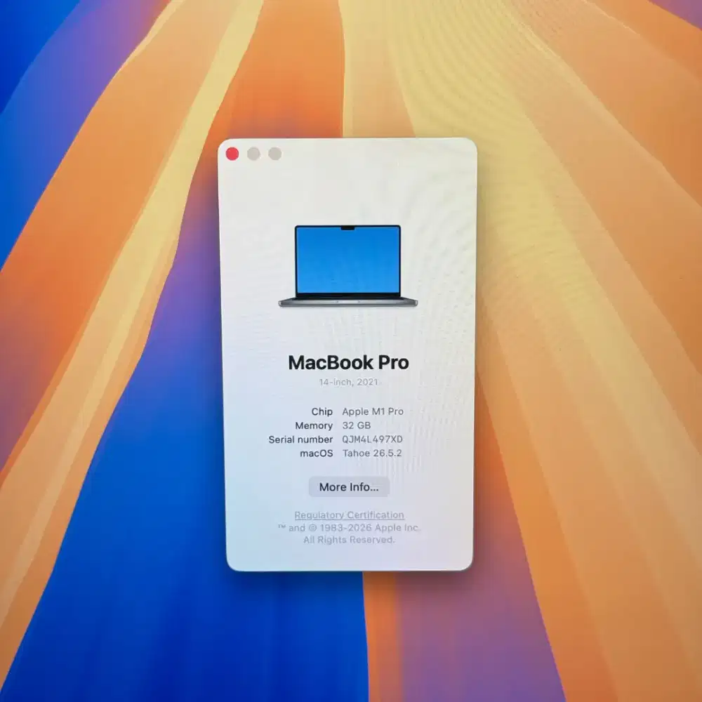 Macbook M1 Pro 14 Inch Ram 32 Ssd 512  lengkap full set Space Grey