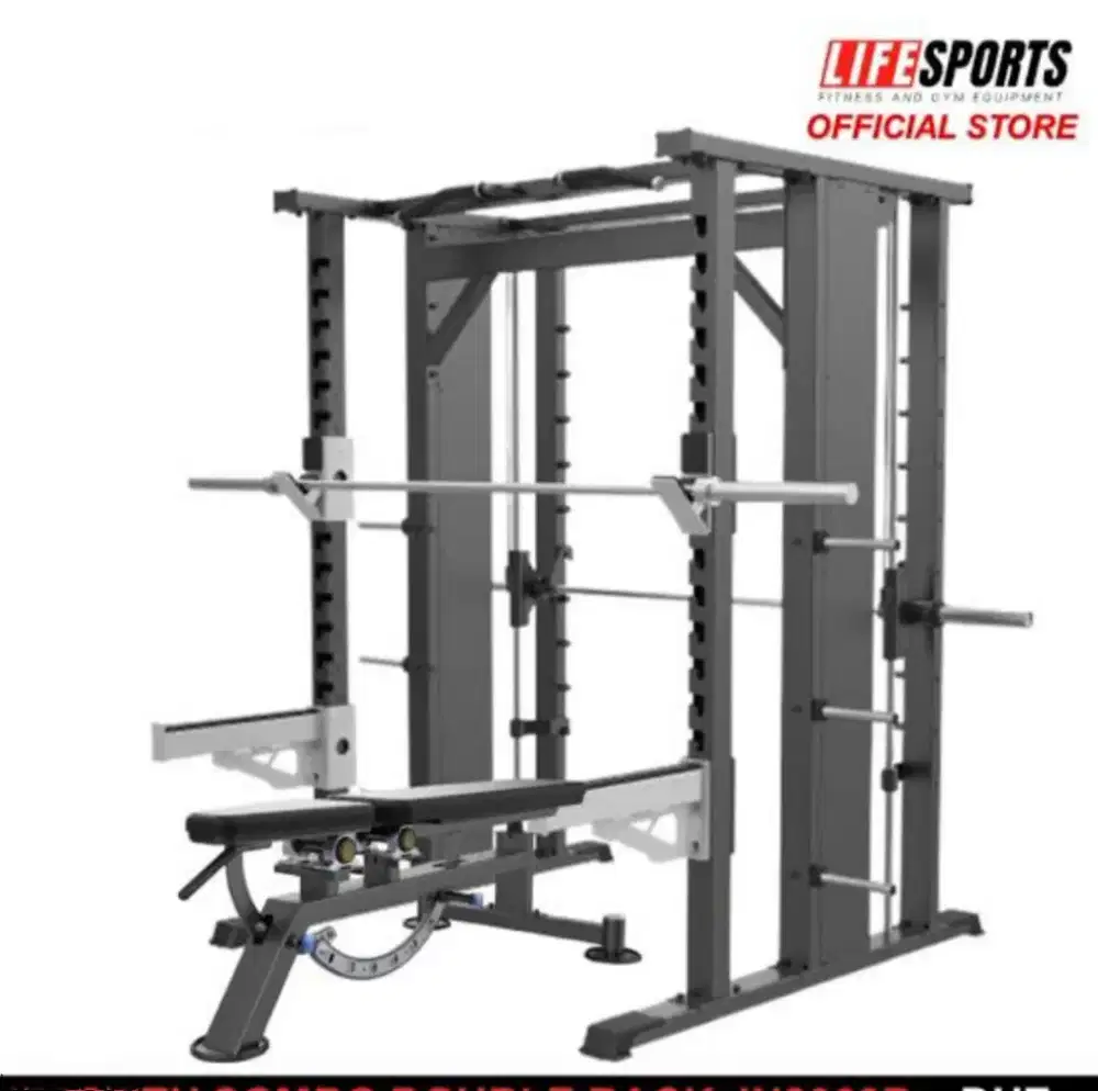 Smhit Combo Rack Comercial Life Sports plus Super bench, bumper plate