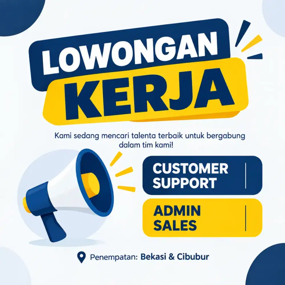 LOWONGAN KERJA CUSTOMER SUPPORT & ADMIN SALES