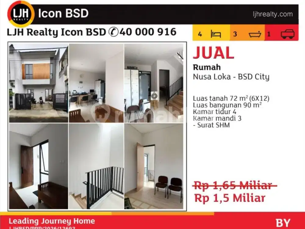 Di Jual Rumah Nusa Loka BSD City