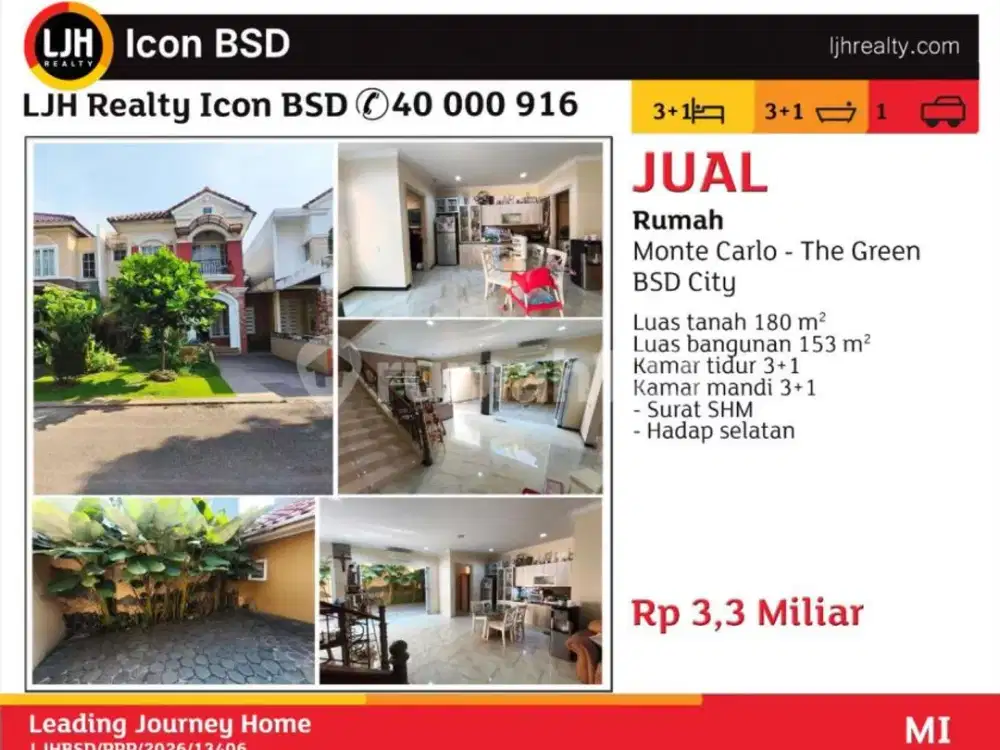 Di Jual Rumah Monte Carlo The Green BSD City