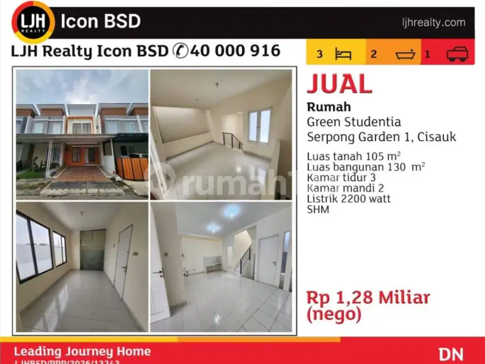 Di Jual Rumah Green Studentia Serpong Garden 1 Cisauk