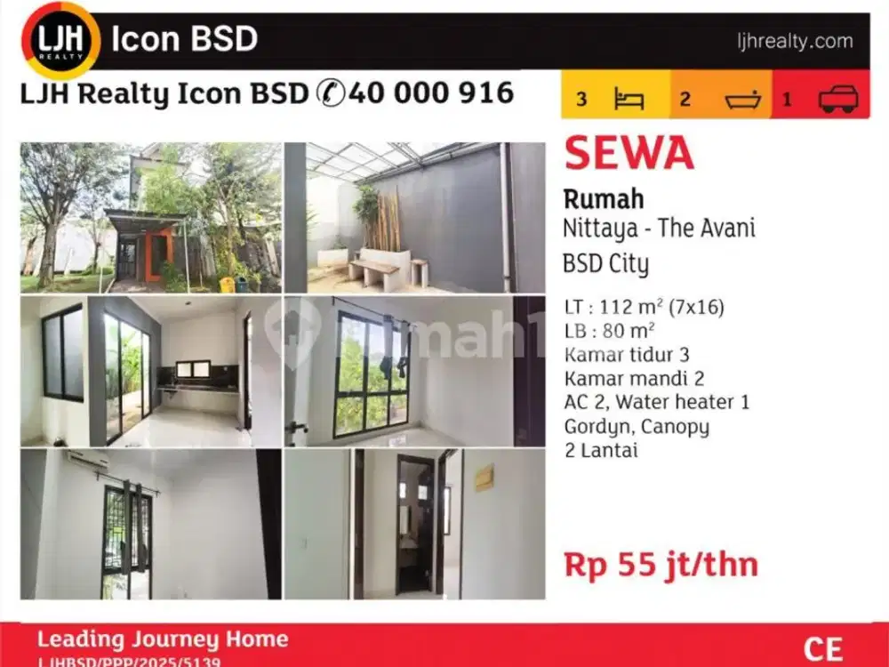Disewakan Rumah Nittaya The Avani BSD City