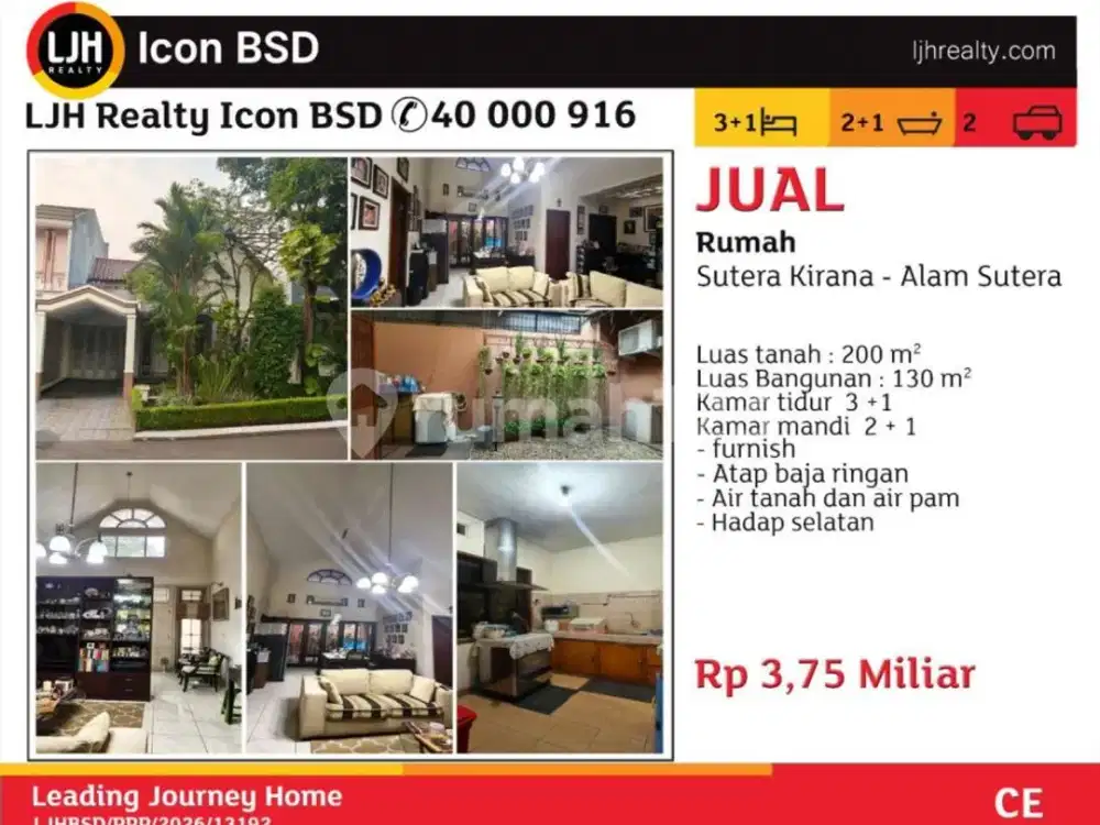 Di Jual Rumah Nyaman di Sutera Kirana - Alam Sutera