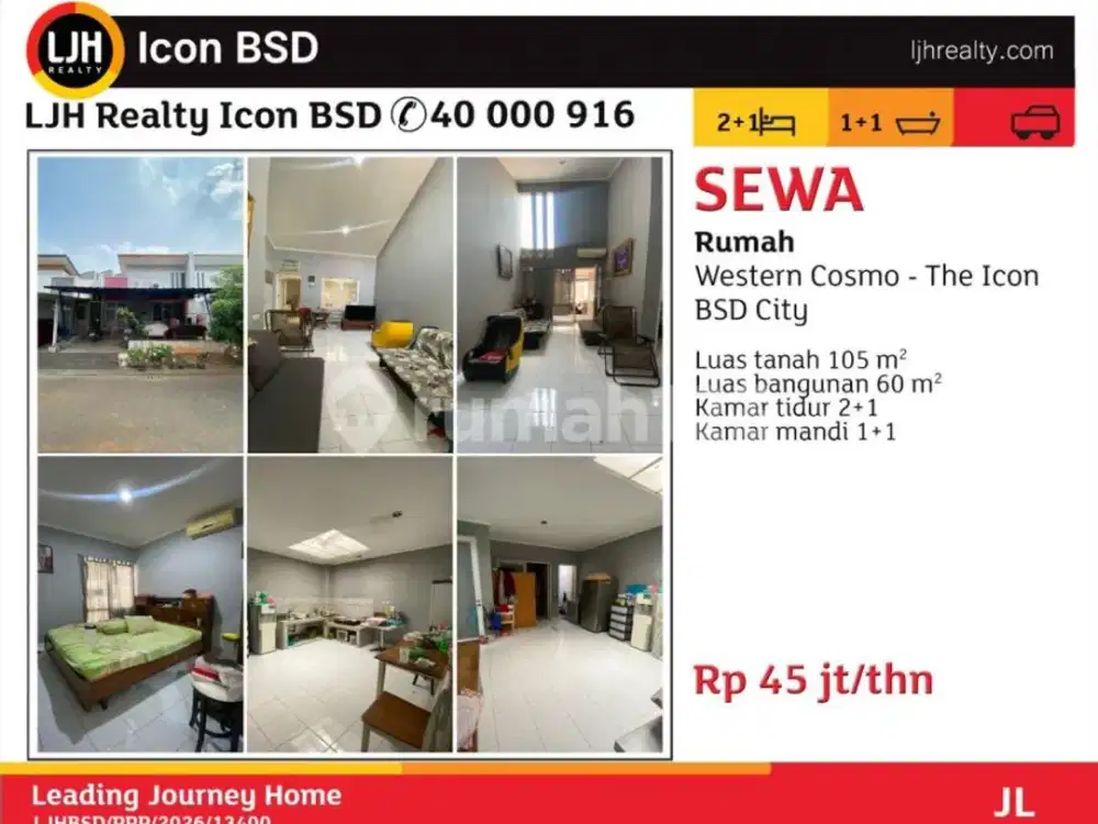 Disewakan Rumah Hunian Western Cosmo The Icon BSD City