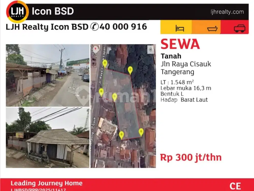 Sewa Tanah Pinggir Jalan Besar di Cisauk