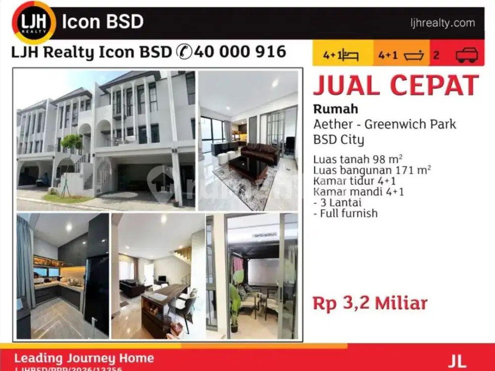 Jual Dibawah Harga Pasar Rumah Aether Greenwich Park BSD