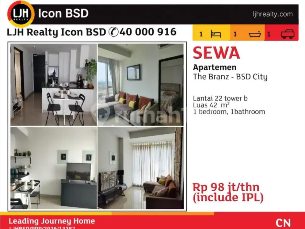 Di Sewakan Apartemen The Branz BSD City