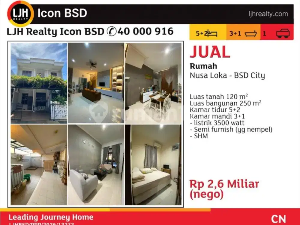 Di Jual Rumah Nusa Loka Berada di BSD City