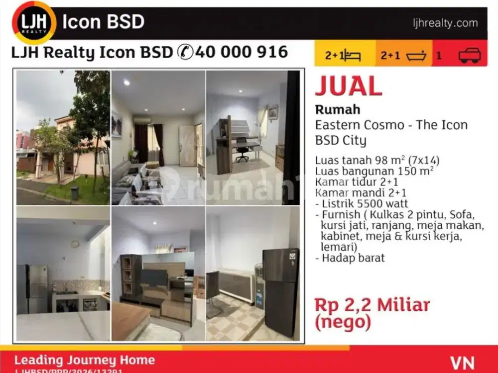 Di Jual Murah Rumah di Pusat Bisnis Cosmo The Icon BSD