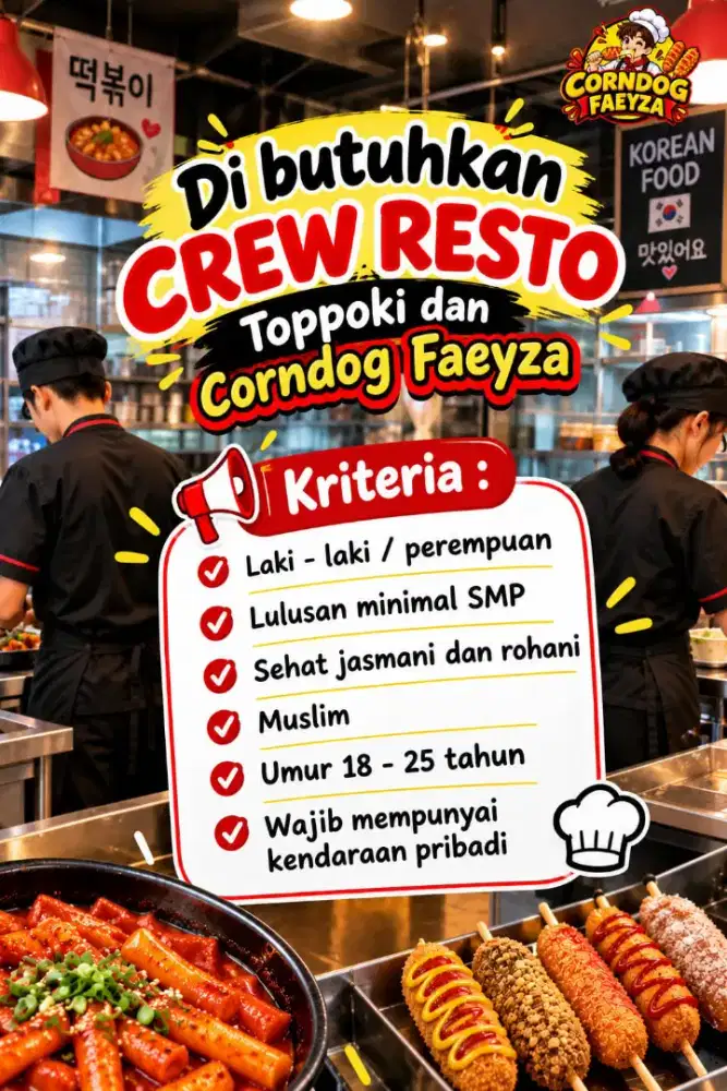 Di butuhkan crew resto